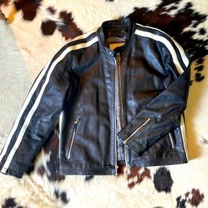 Black, Sporty, Genuine Leather Jacket